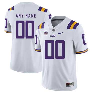 Men%27s LSU Tigers White Customized Nike College Football Jersey->customized ncaa jersey->Custom Jersey